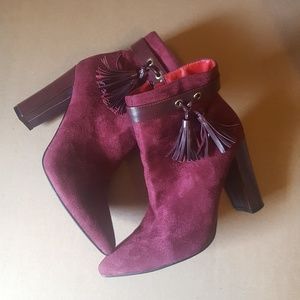 Machi Burgundy Fringed Tassel Booties Size 8